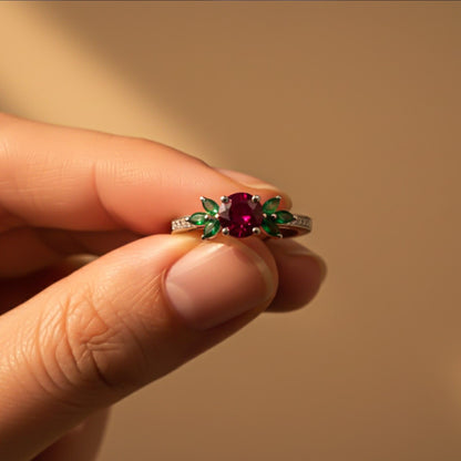 Silver Floral Accent Ring for Women