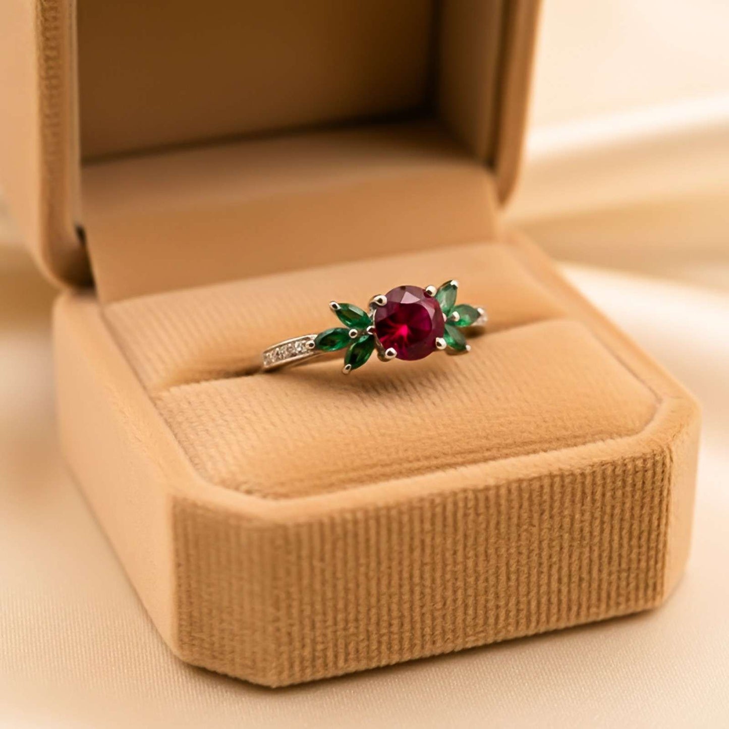 Silver Floral Accent Ring for Women