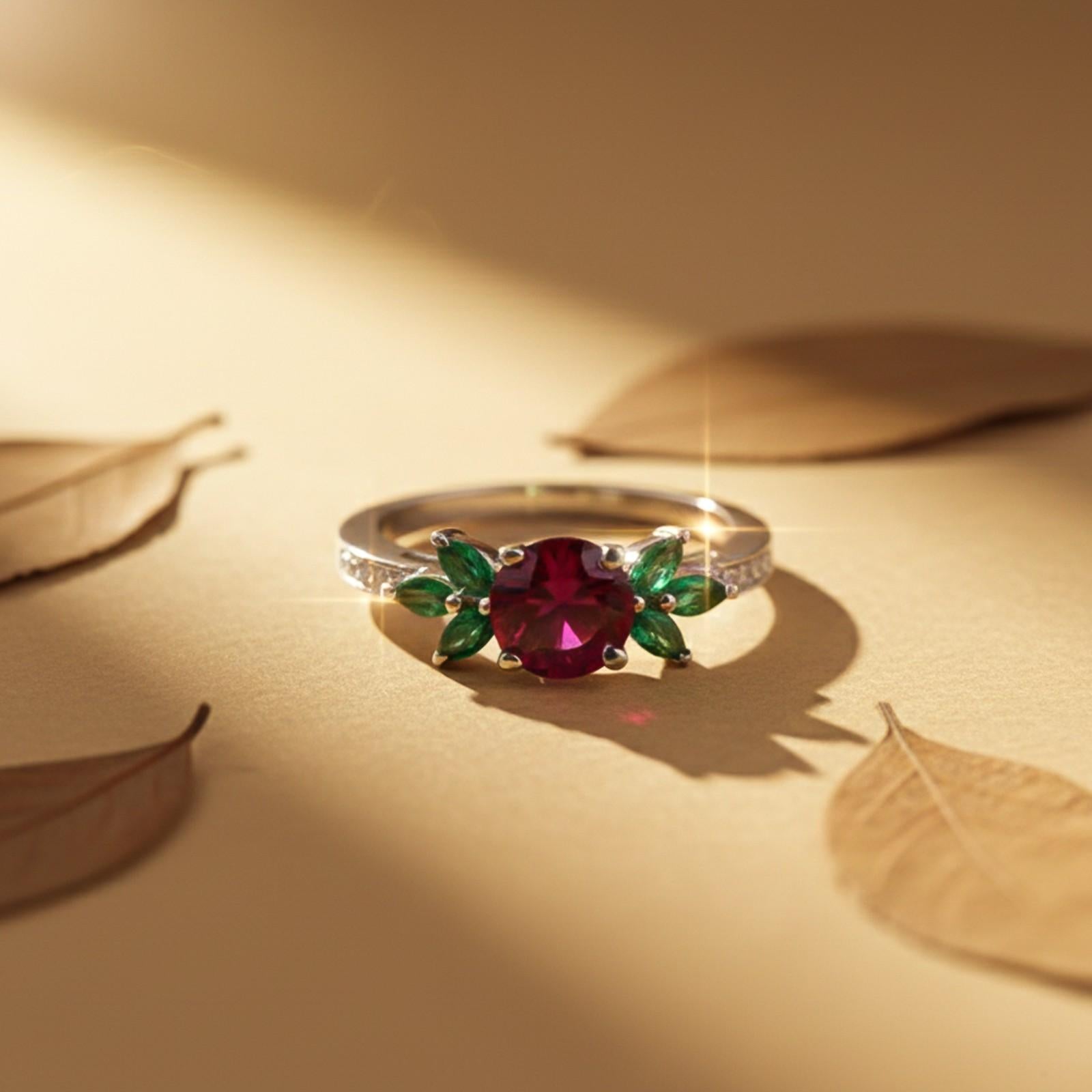 Silver Floral Accent Ring for Women