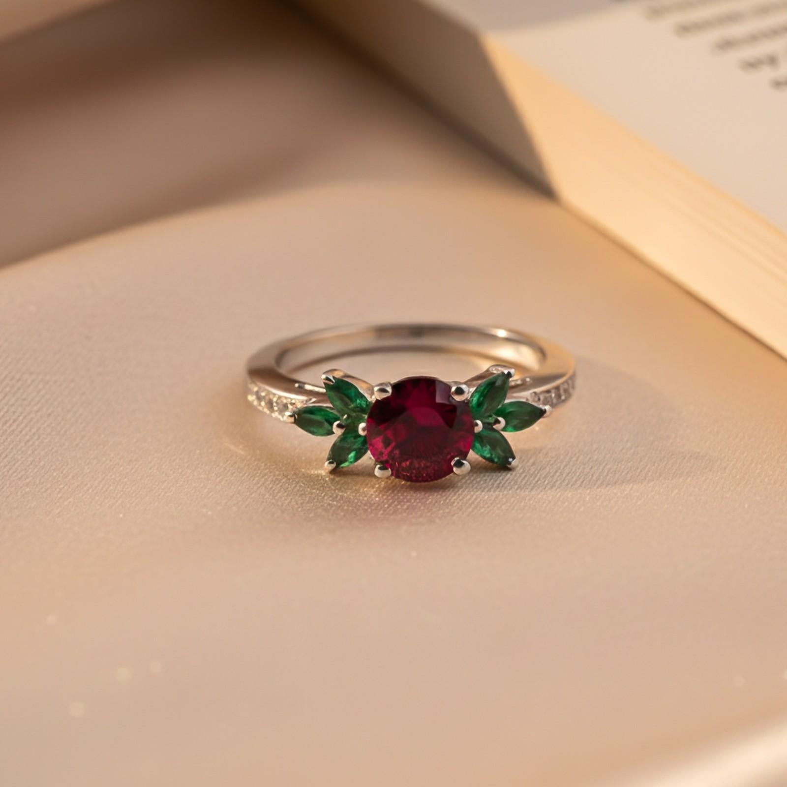 Silver Floral Accent Ring for Women