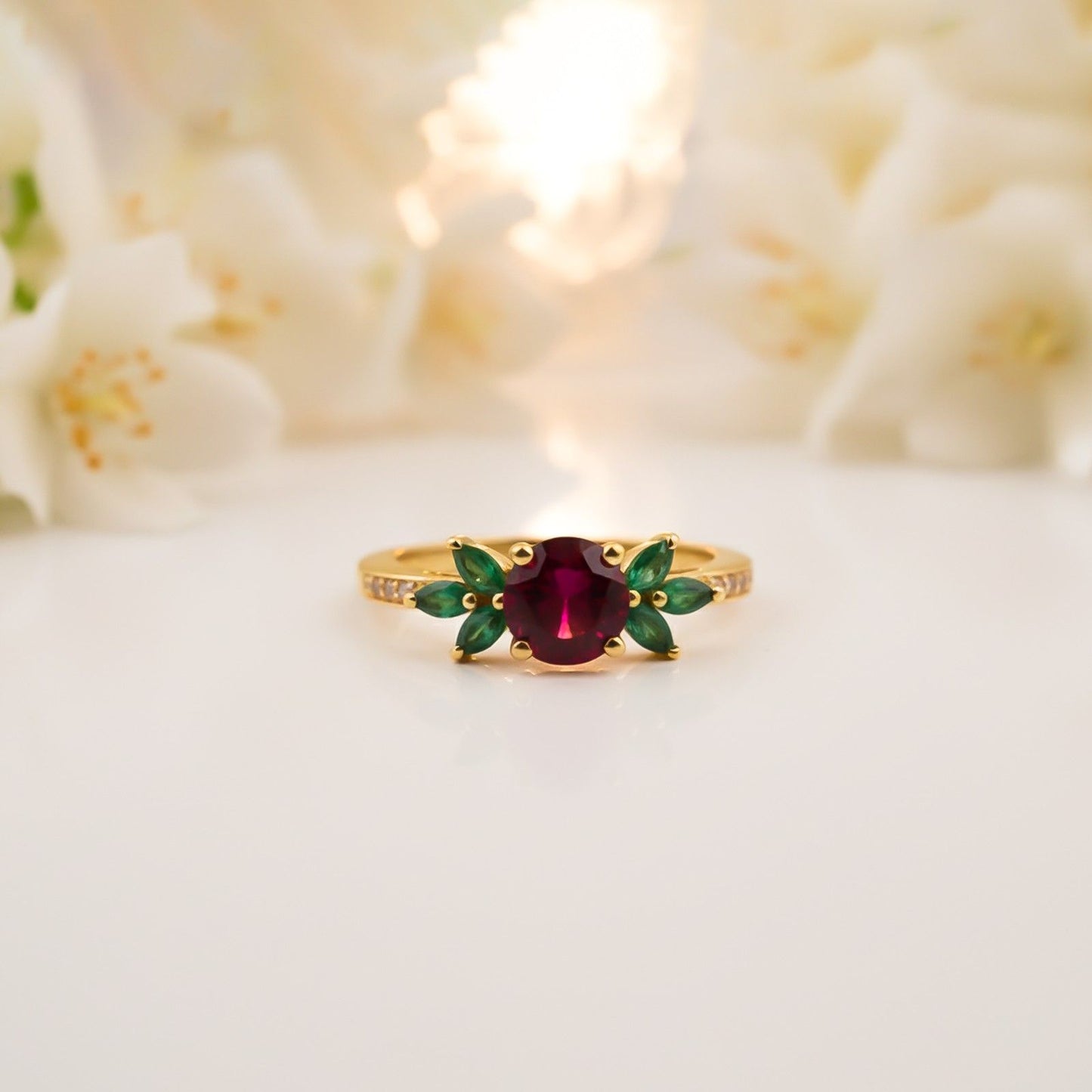 Silver Floral Accent Ring for Women