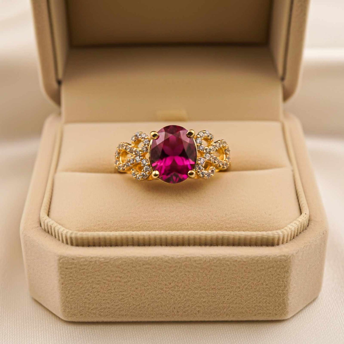 Silver Red Ruby Designer Ring