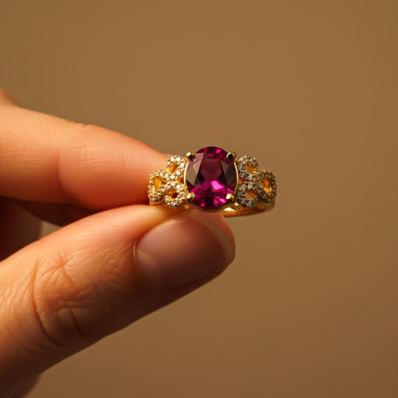 Silver Red Ruby Designer Ring