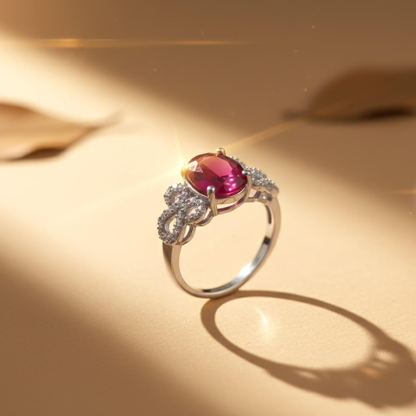 Silver Red Ruby Designer Ring