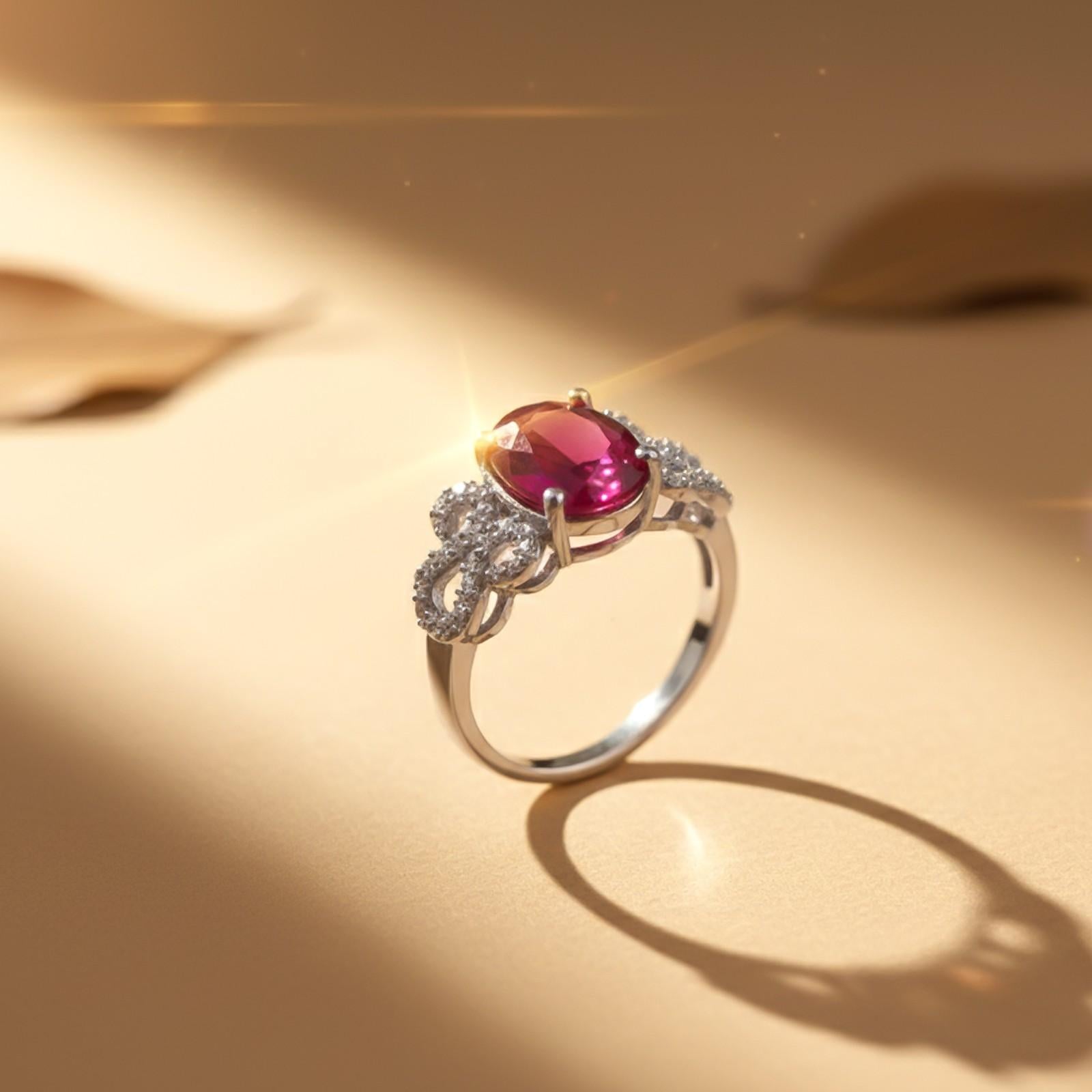 Silver Red Ruby Designer Ring