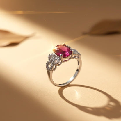Silver Red Ruby Designer Ring