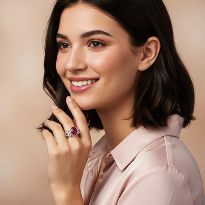 Silver Red Ruby Designer Ring