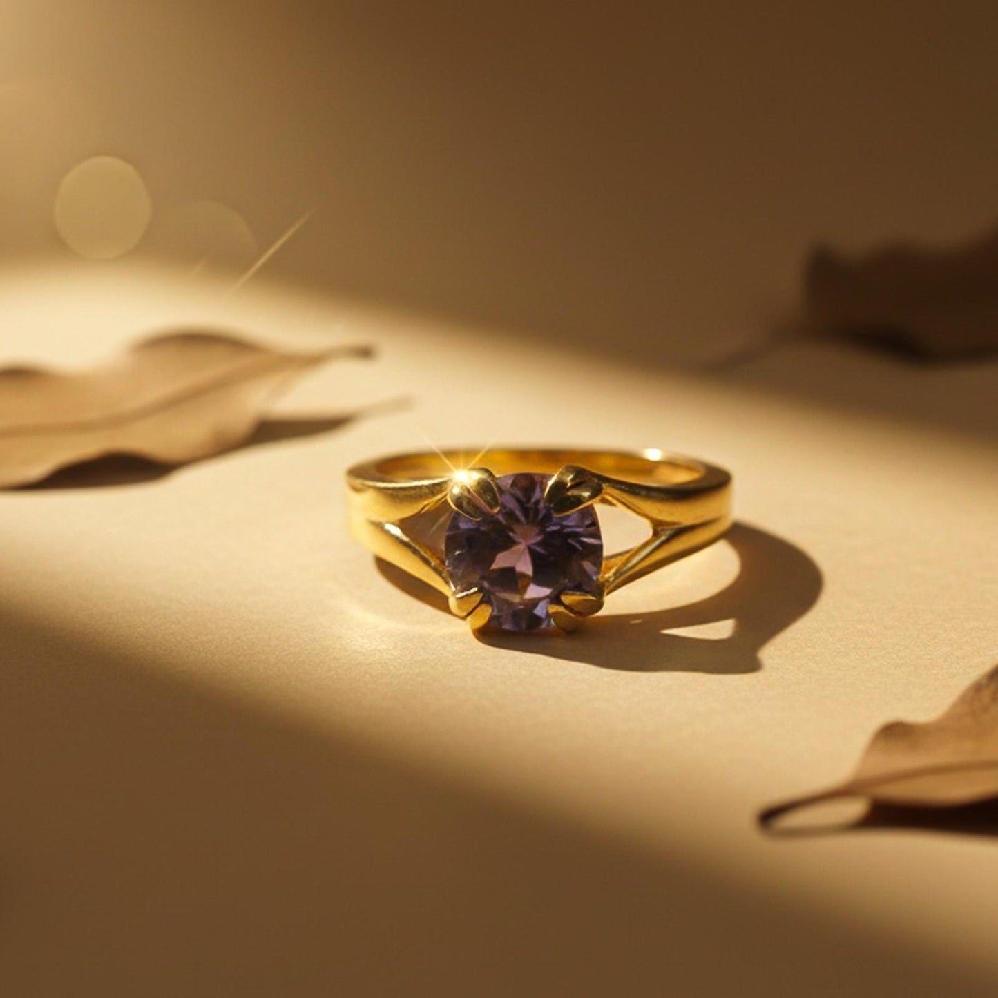 Silver Amethyst Solitaire Ring
