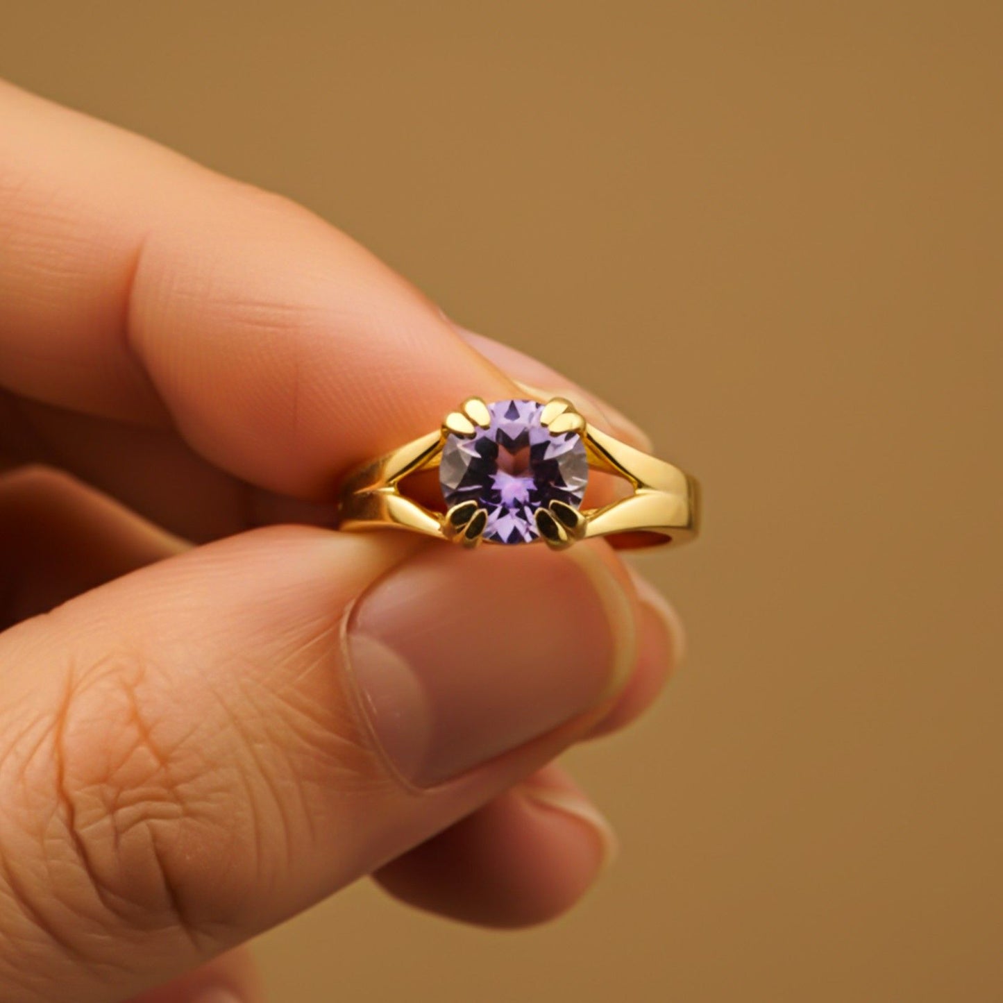 Silver Amethyst Solitaire Ring