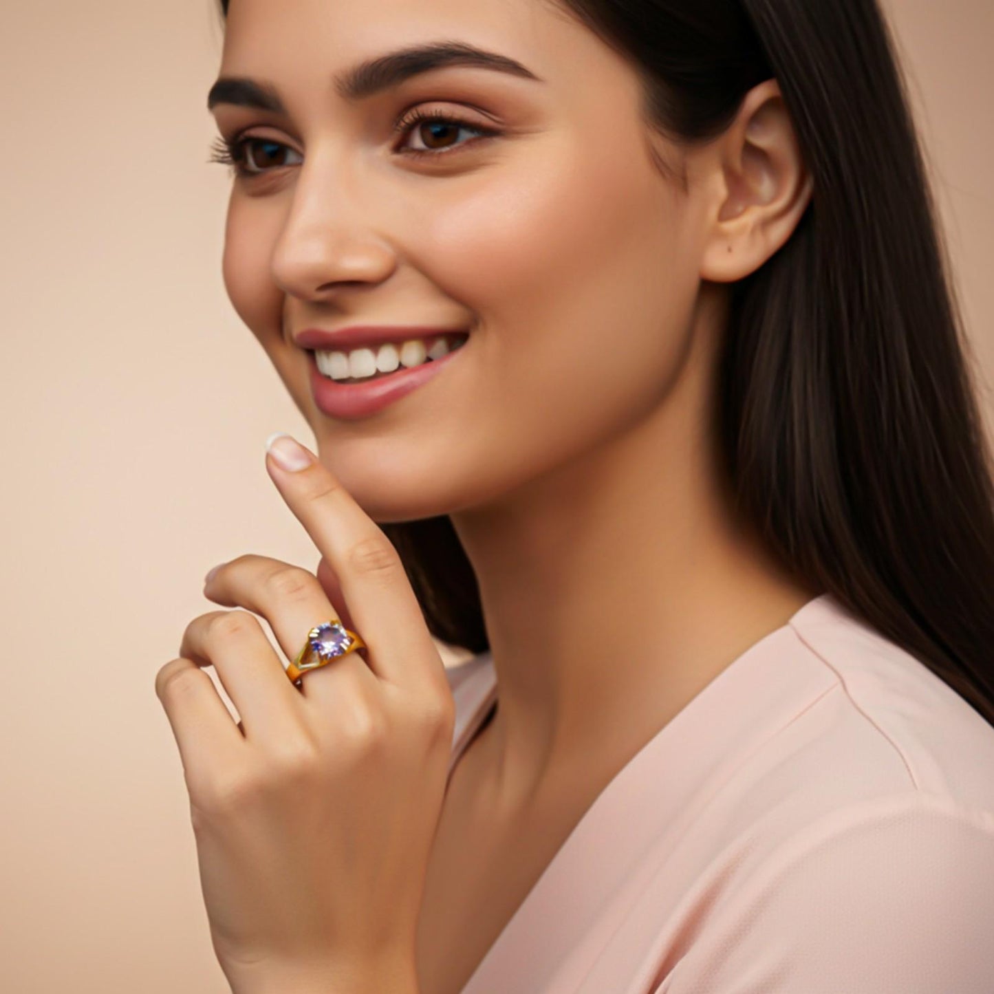 Silver Amethyst Solitaire Ring