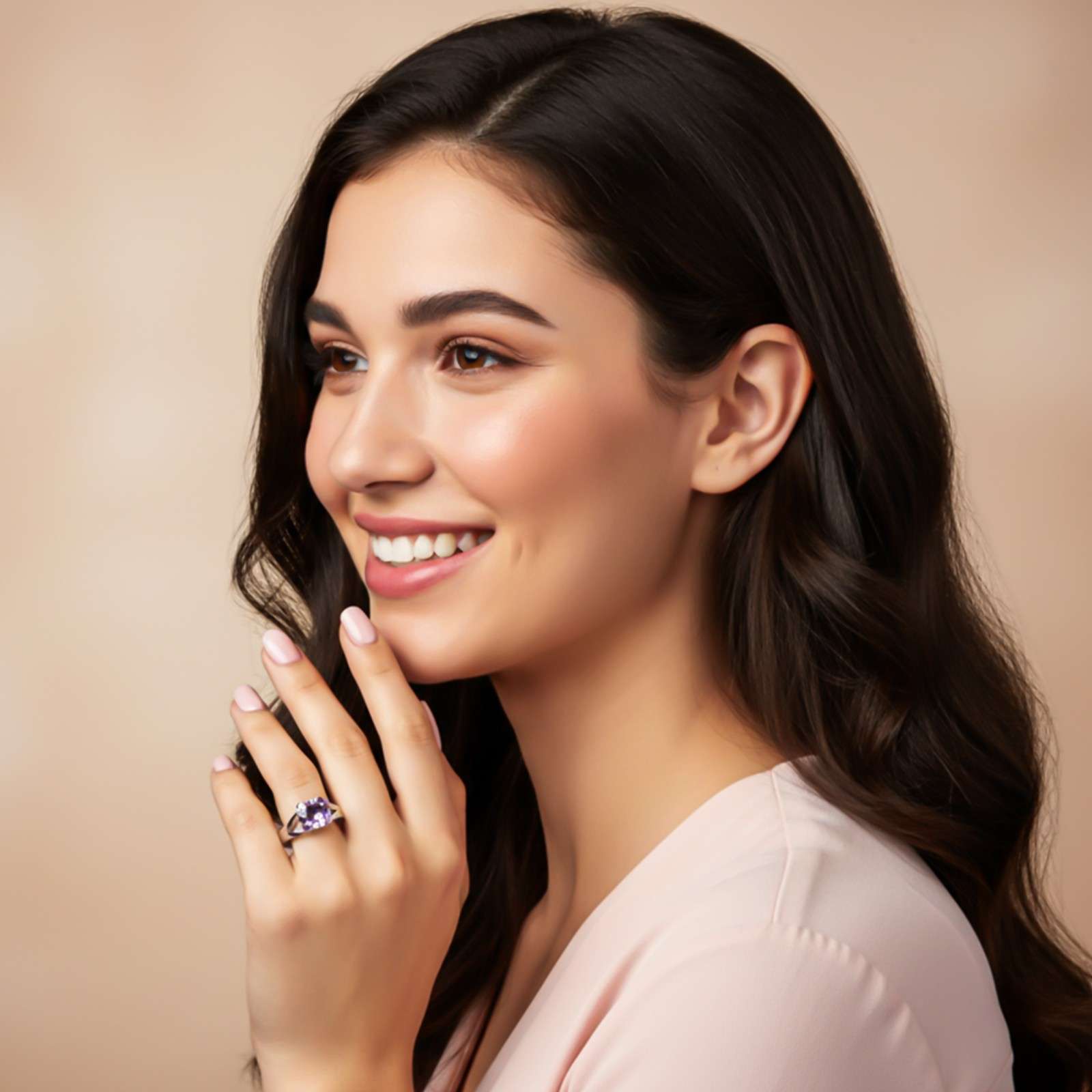 Silver Amethyst Solitaire Ring
