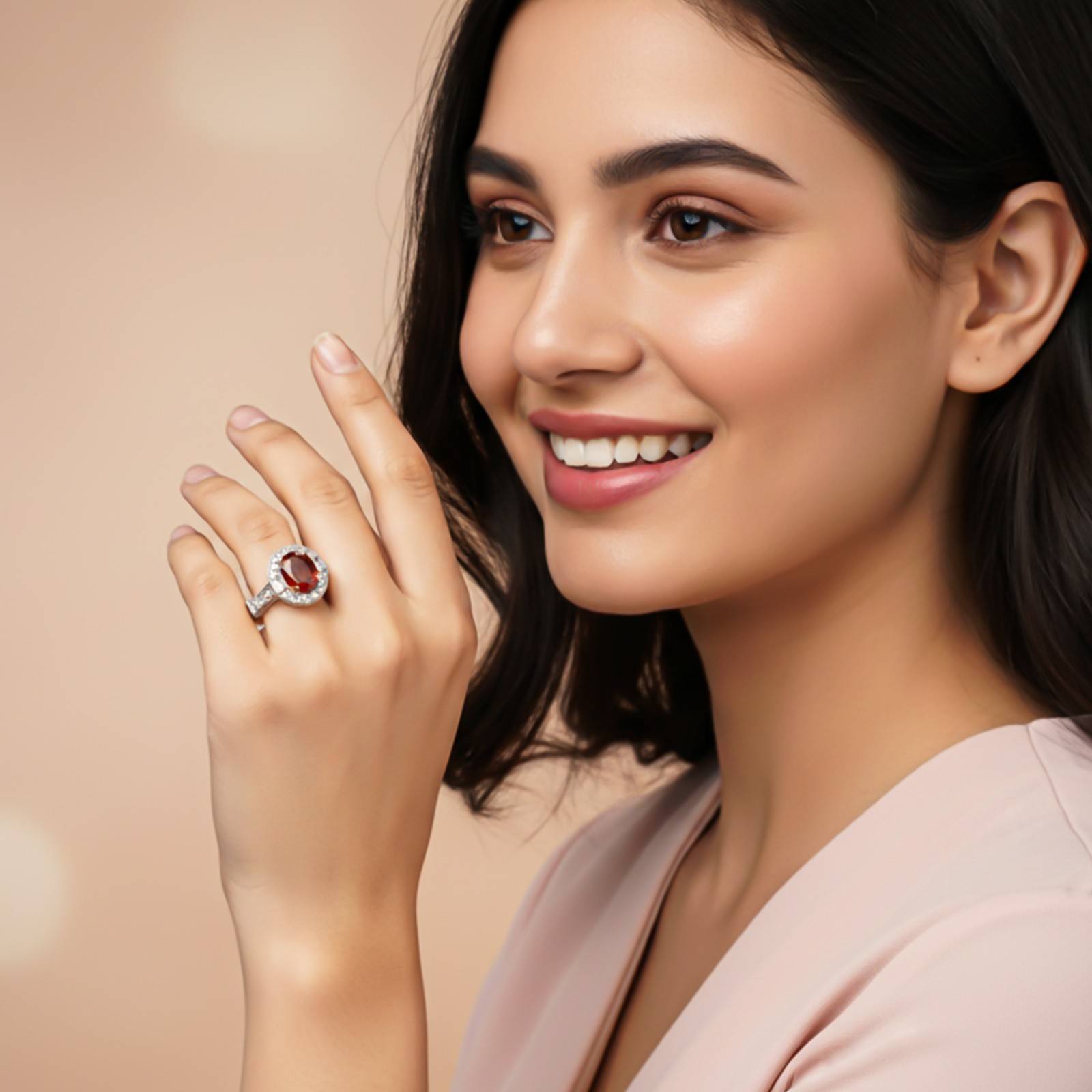 Silver Halo Designer Ring for Women