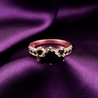 Silver Black Diamond Cluster Ring