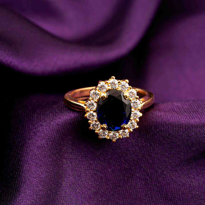 Silver Sapphire Halo Ring for Women