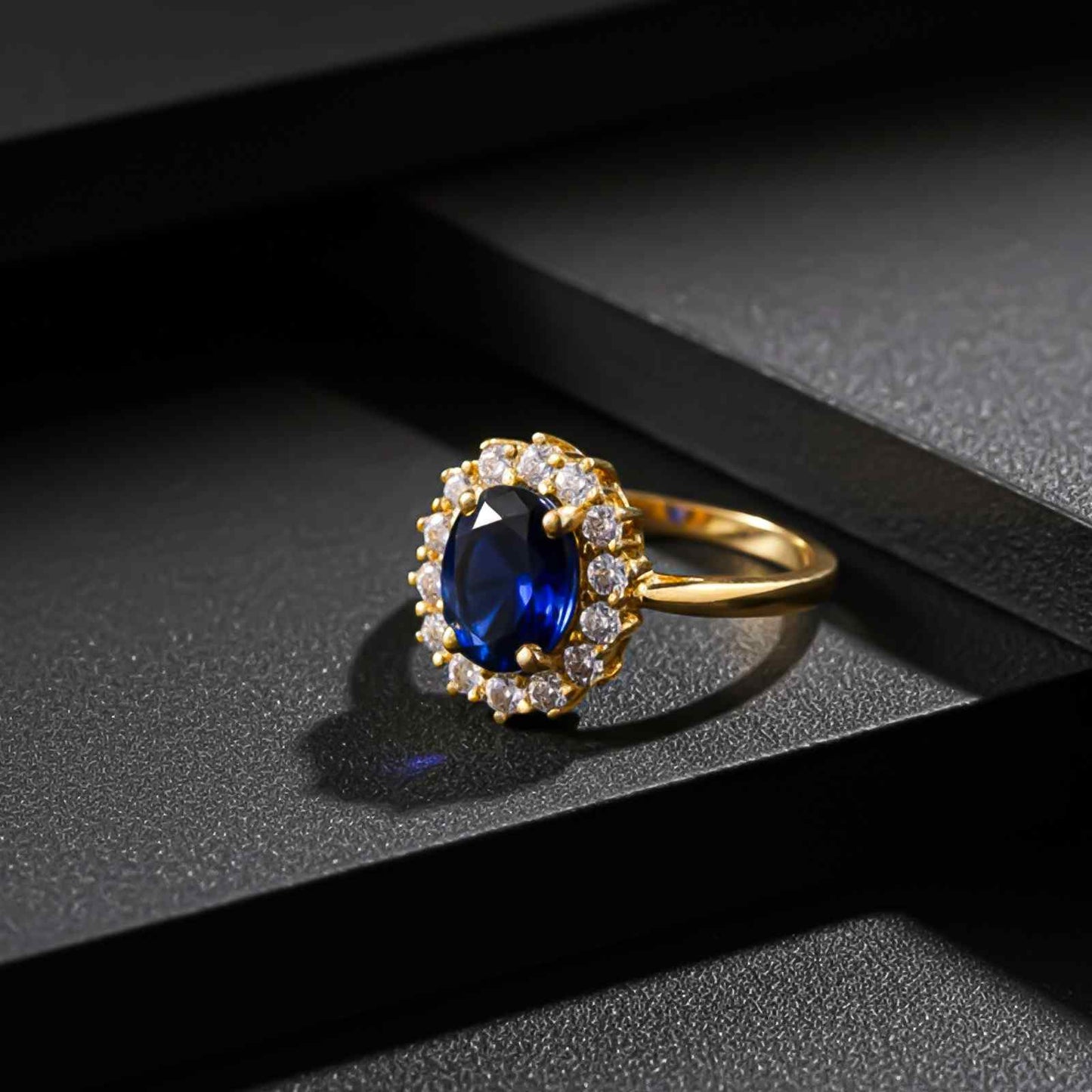 Silver Sapphire Halo Ring for Women