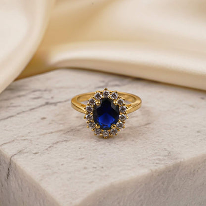 Silver Sapphire Halo Ring for Women