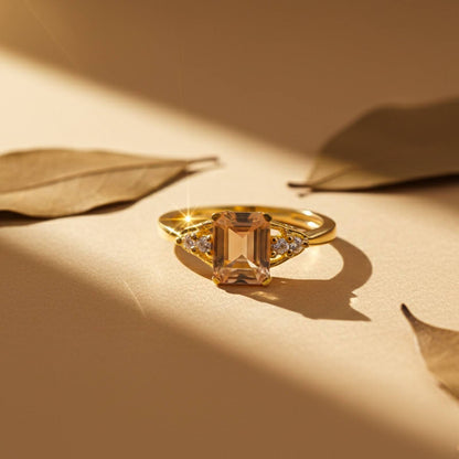 Silver Morganite Accent Ring for Women