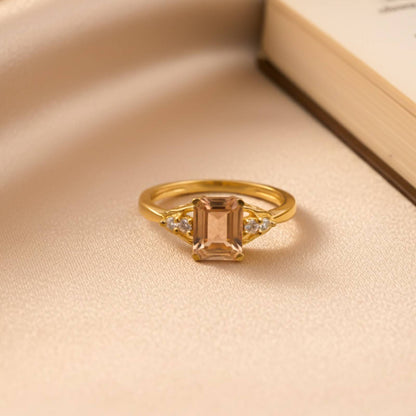 Silver Morganite Accent Ring for Women