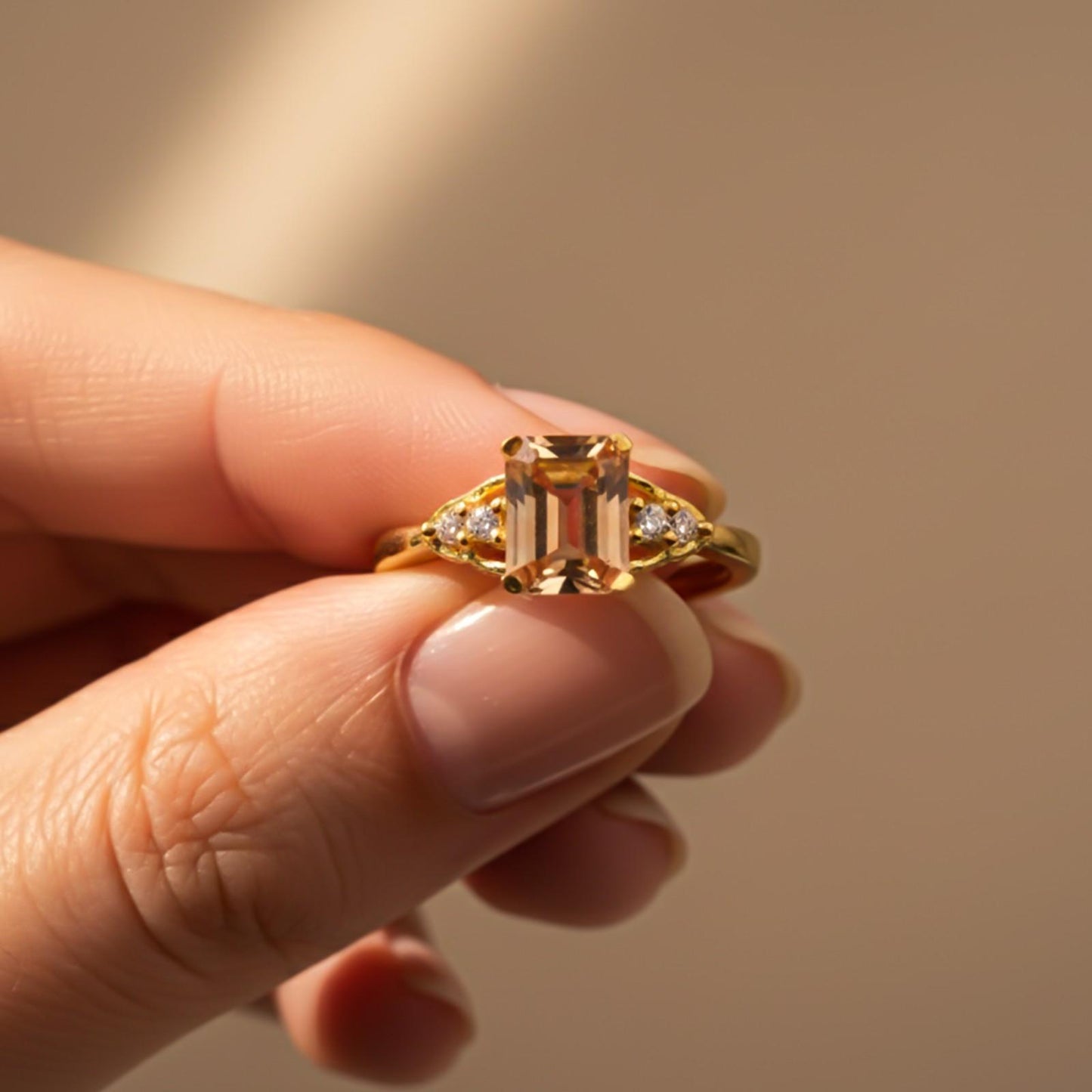 Silver Morganite Accent Ring for Women