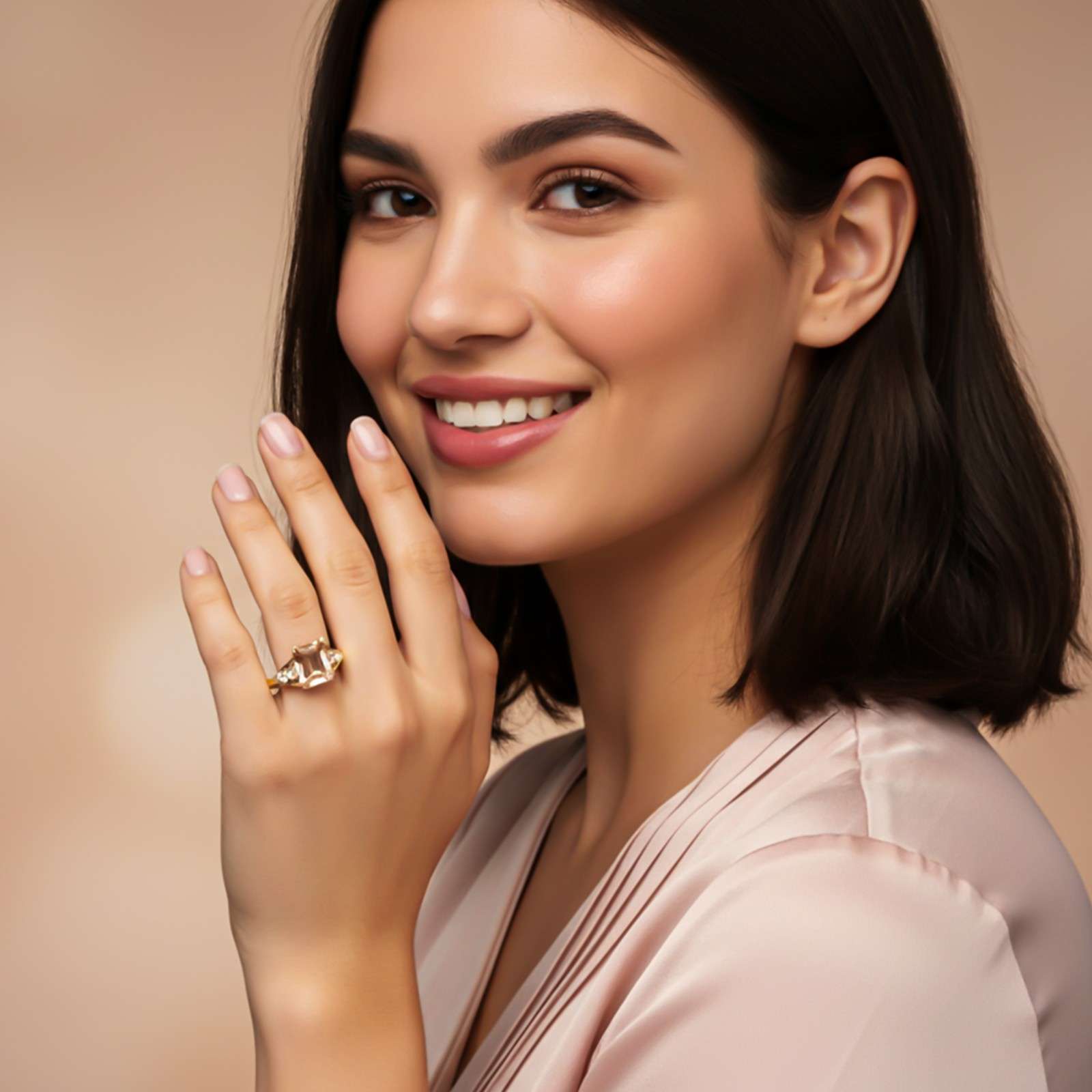 Silver Morganite Accent Ring for Women