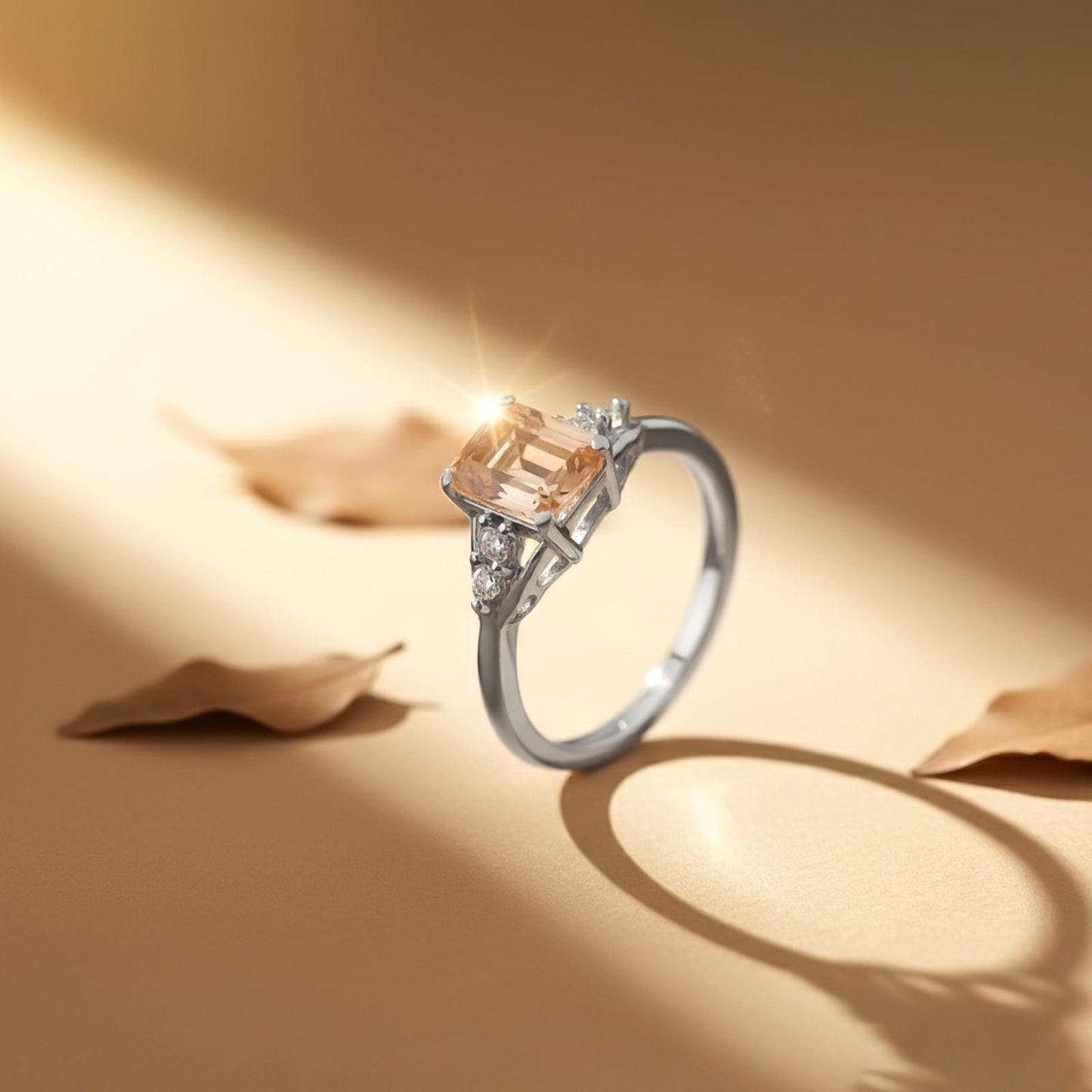 Silver Morganite Accent Ring for Women