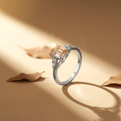 Silver Morganite Accent Ring for Women
