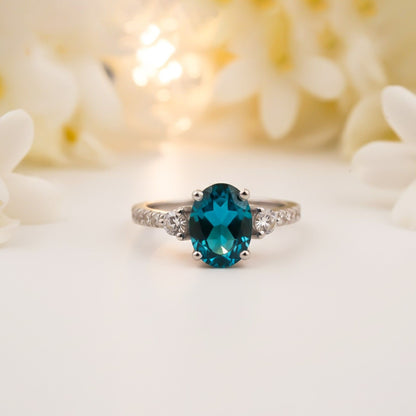 Silver London Blue Topaz Accent Ring
