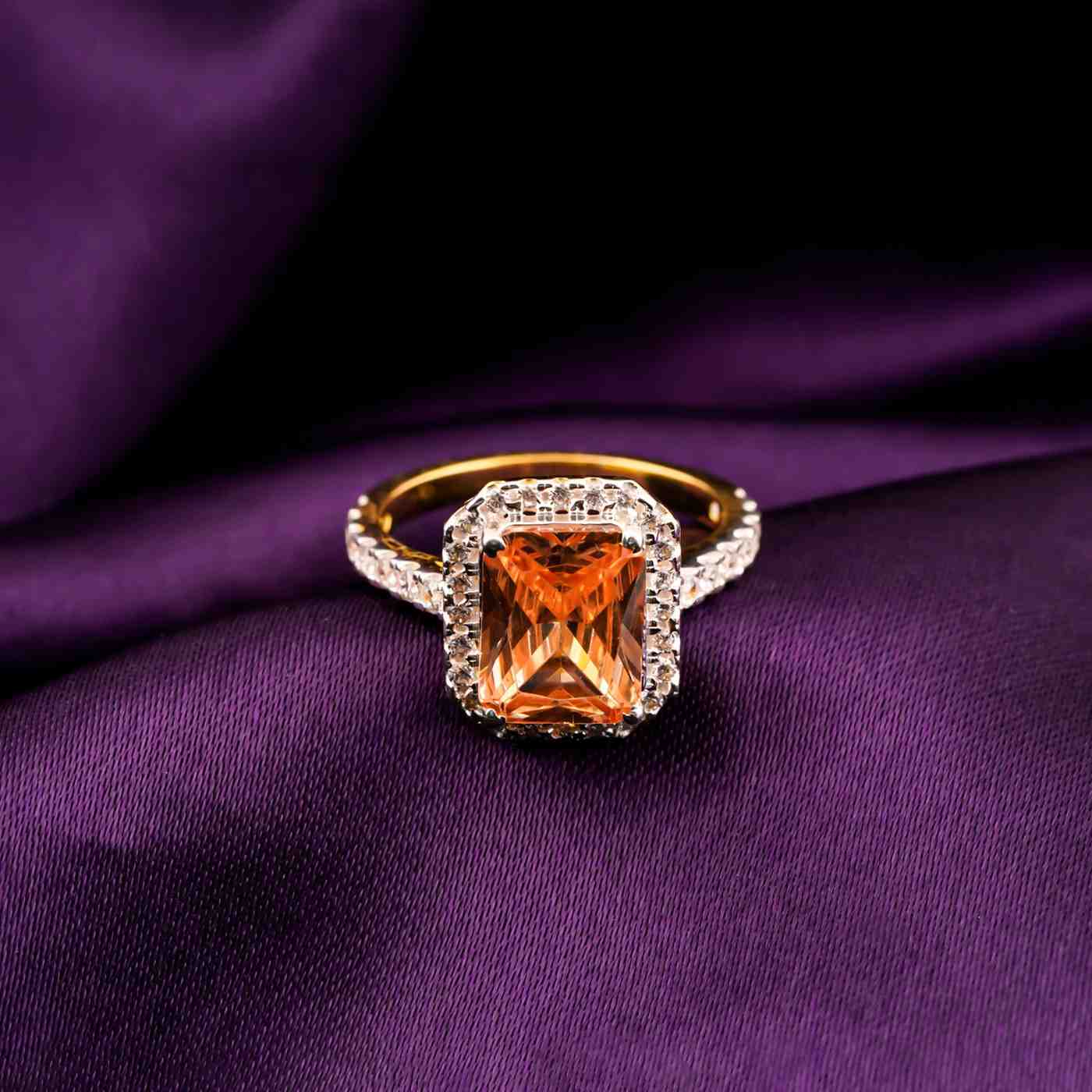 Silver Cushion Morganite Halo Ring