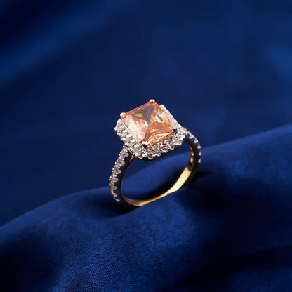 Silver Cushion Morganite Halo Ring