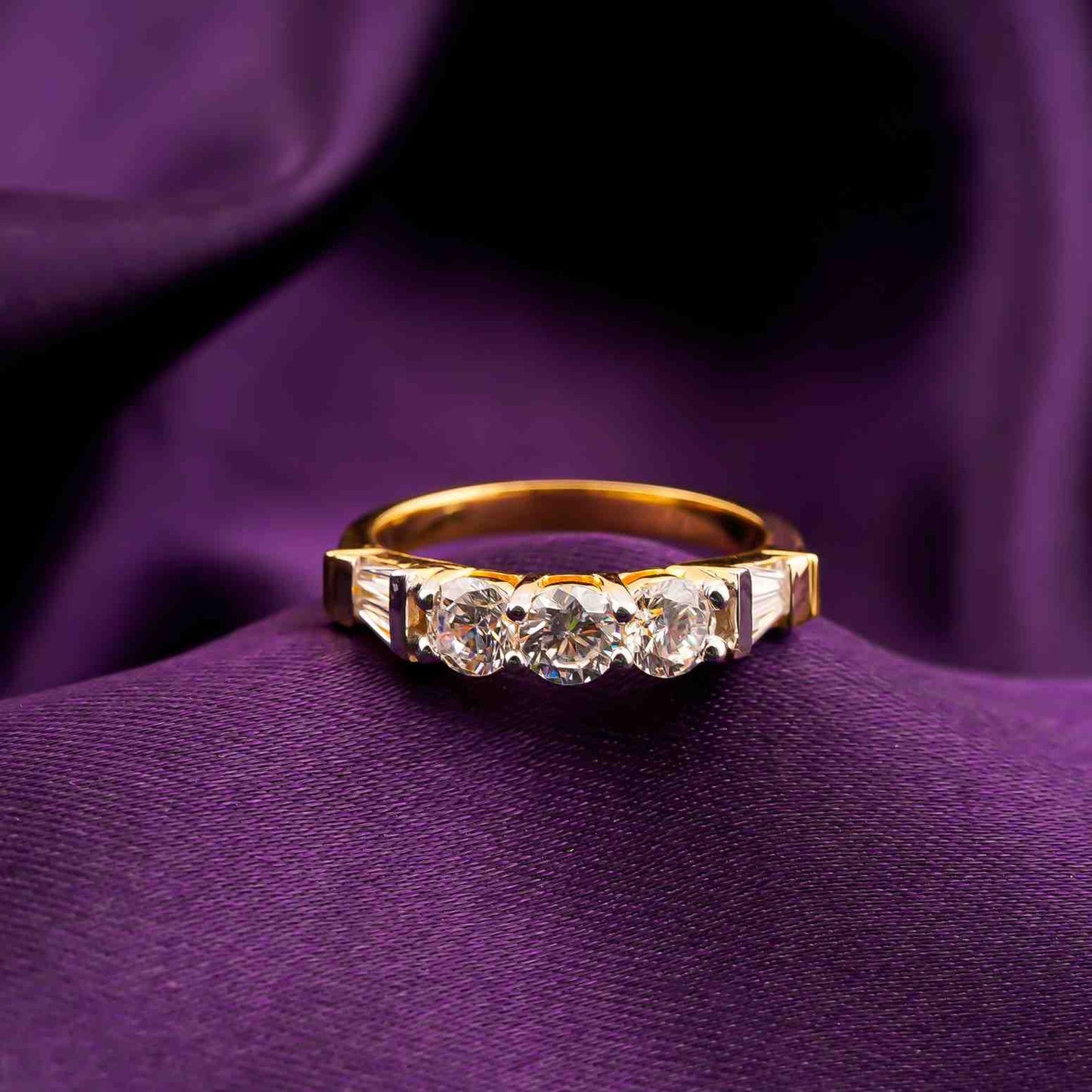 Silver Three Stone Ring for Women