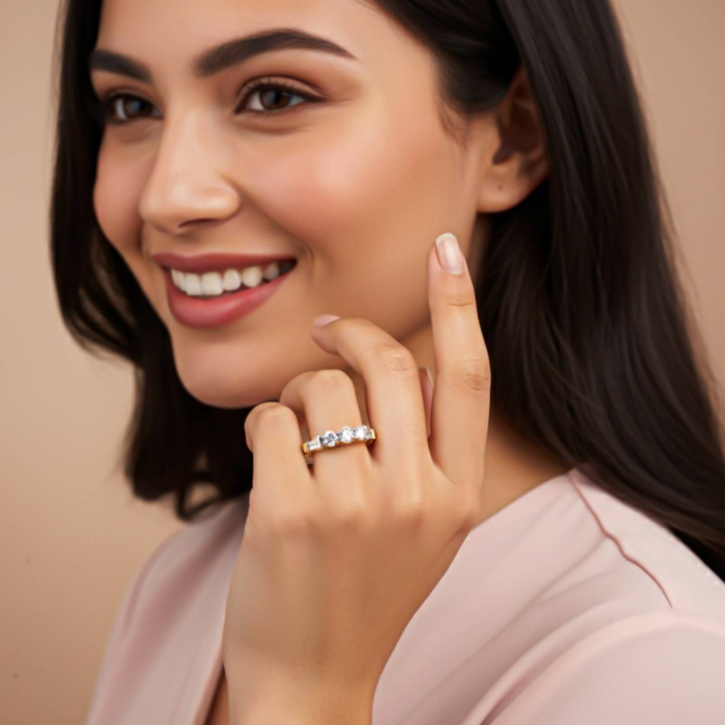 Silver Three Stone Ring for Women