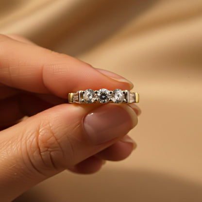 Silver Three Stone Ring for Women