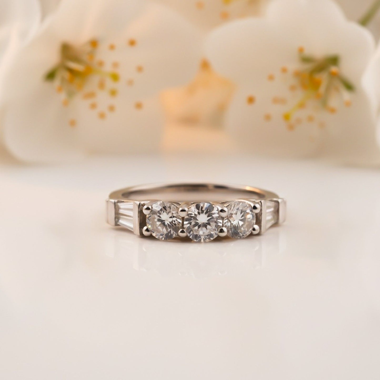 Silver Three Stone Ring for Women