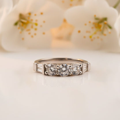 Silver Three Stone Ring for Women