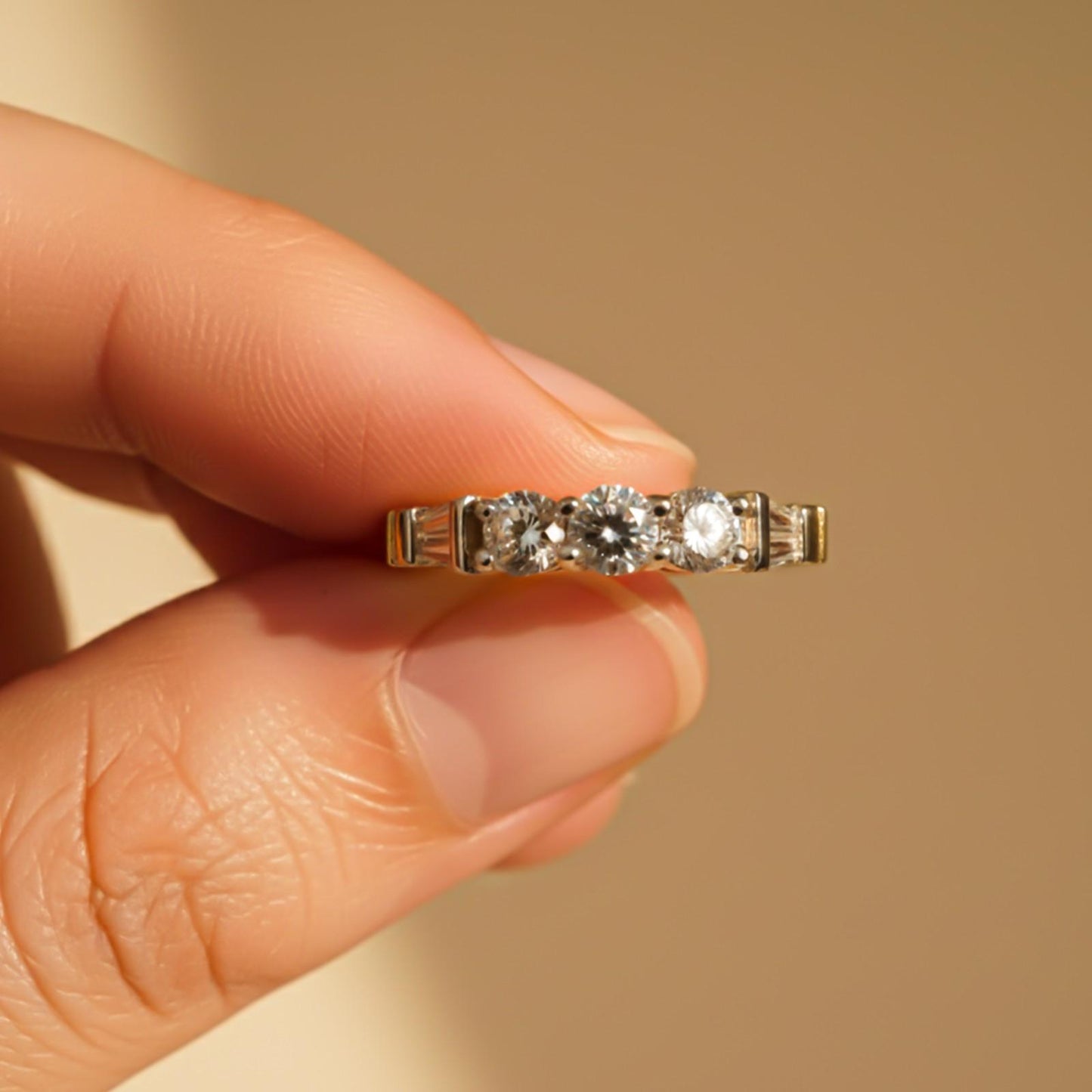 Silver Three Stone Ring for Women