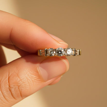 Silver Three Stone Ring for Women