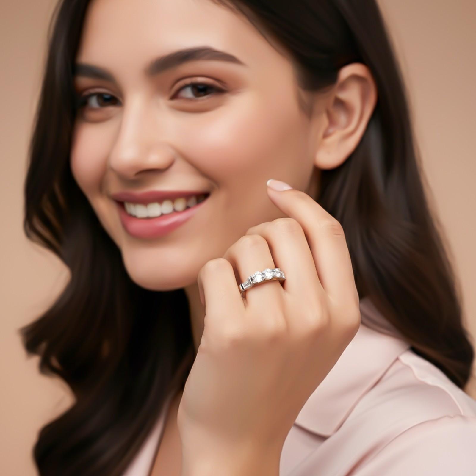 Silver Three Stone Ring for Women