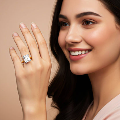 Silver Emerald Cut Solitaire Ring