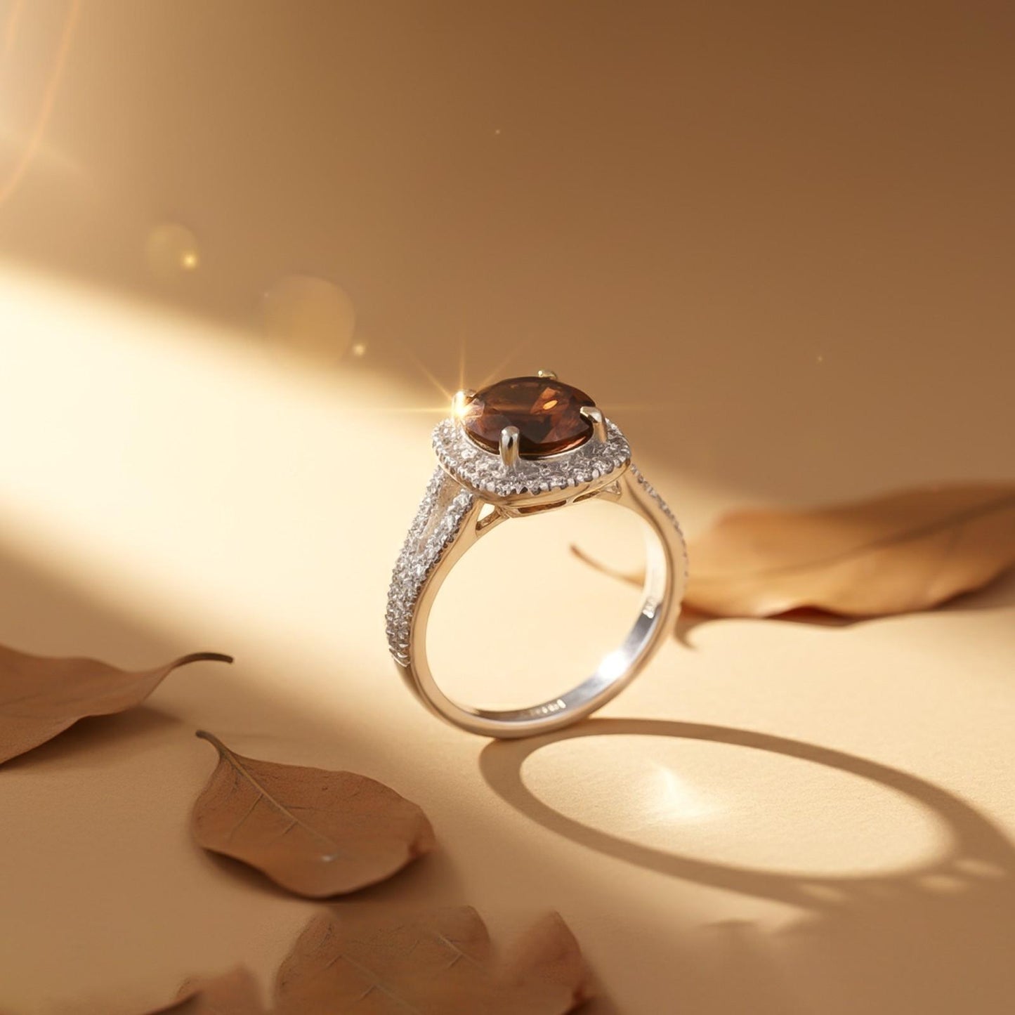 Silver Red Garnet Halo Ring