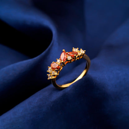 Silver Marquise Red Ruby Crown Ring
