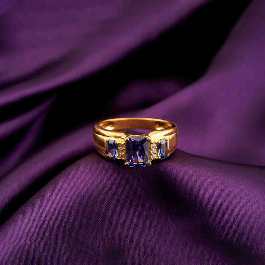 Silver Tanzanite Three-Stone Statement Ring