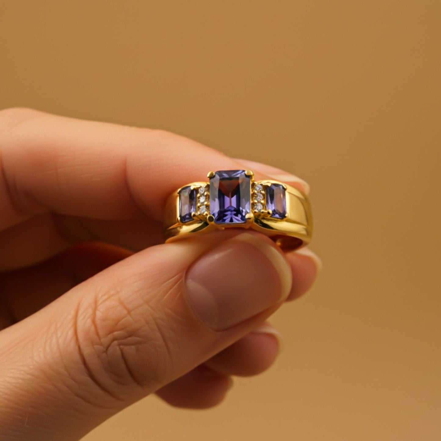 Silver Tanzanite Three-Stone Statement Ring