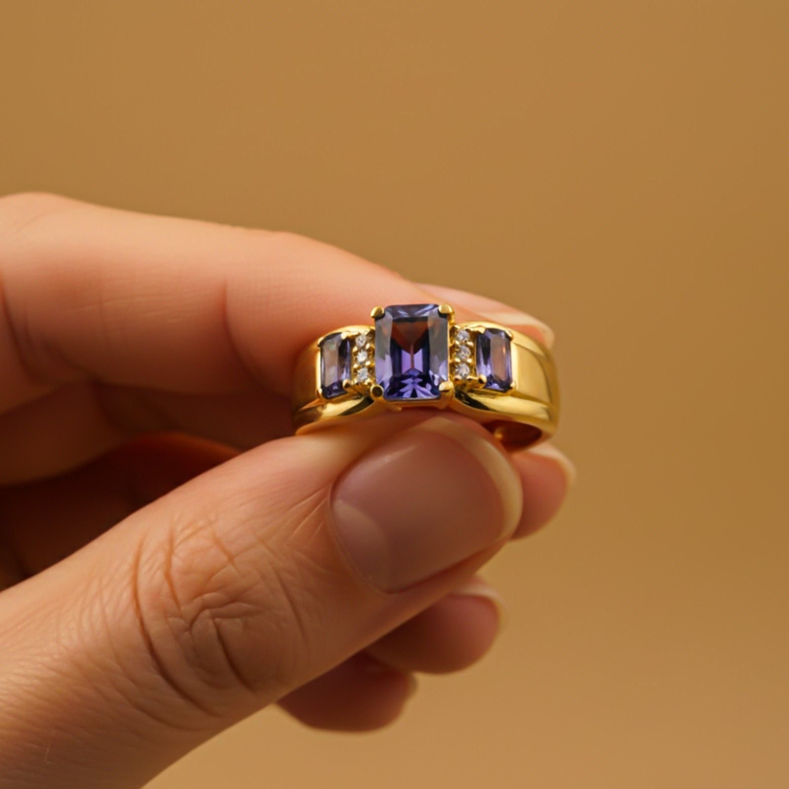 Silver Tanzanite Three-Stone Statement Ring