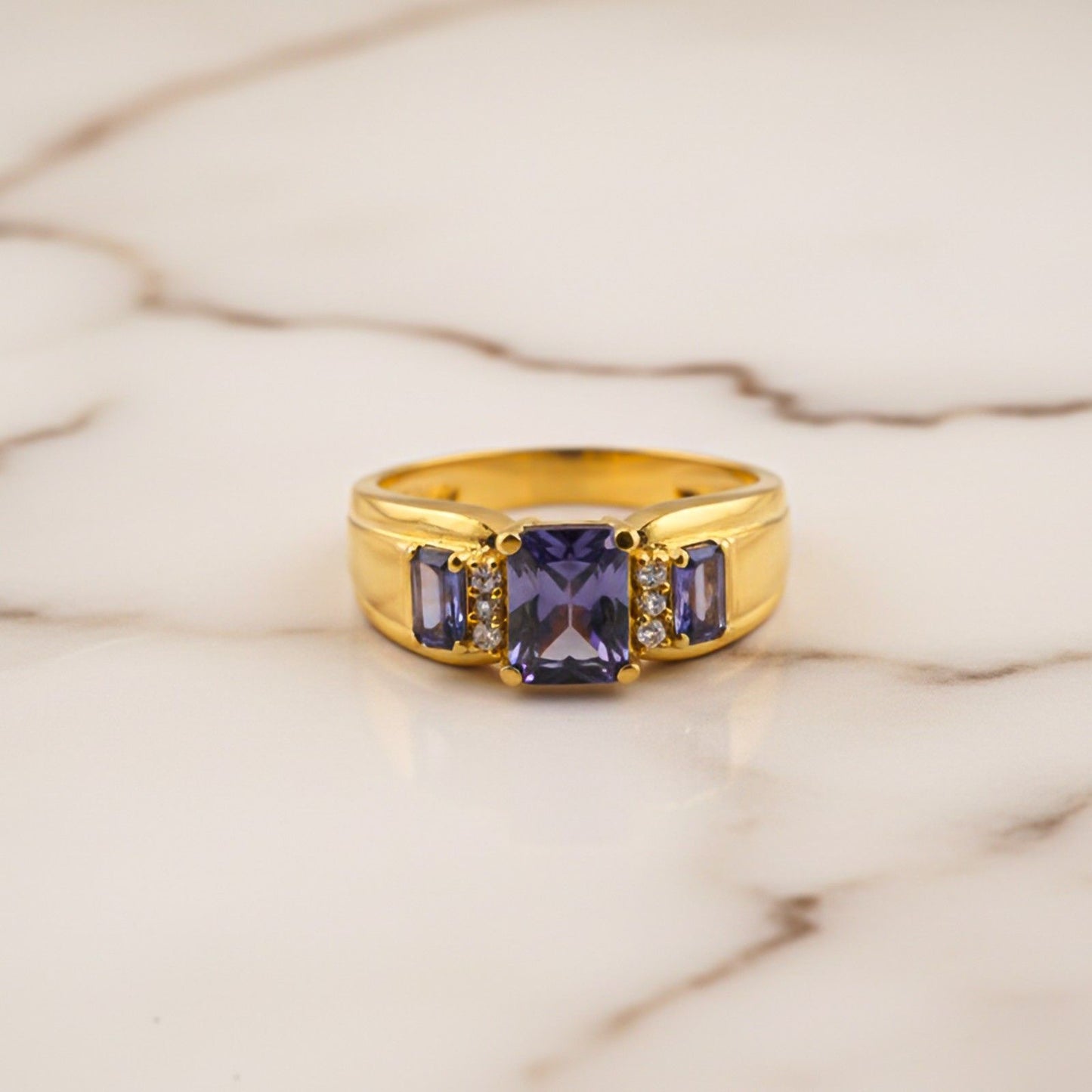 Silver Tanzanite Three-Stone Statement Ring