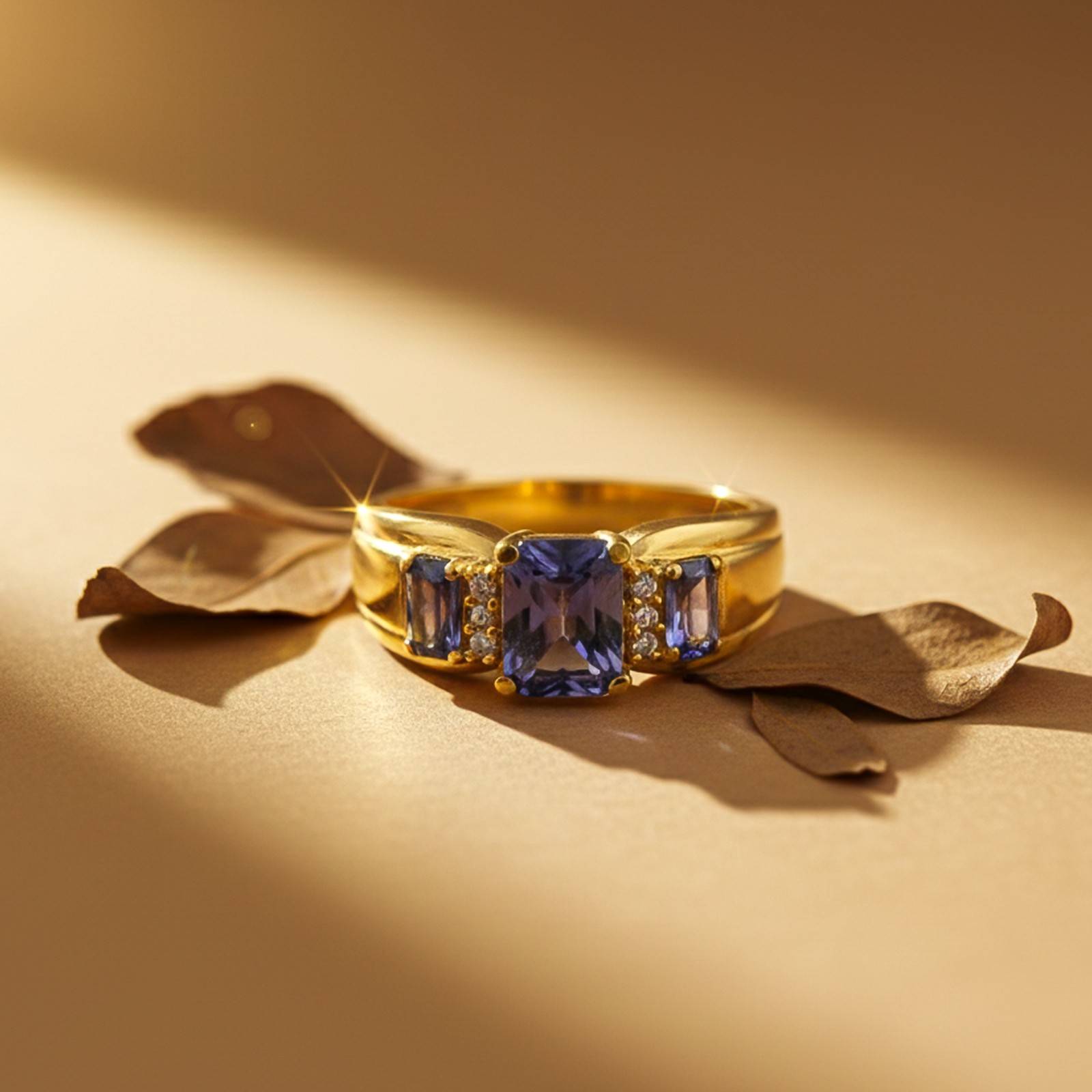 Silver Tanzanite Three-Stone Statement Ring
