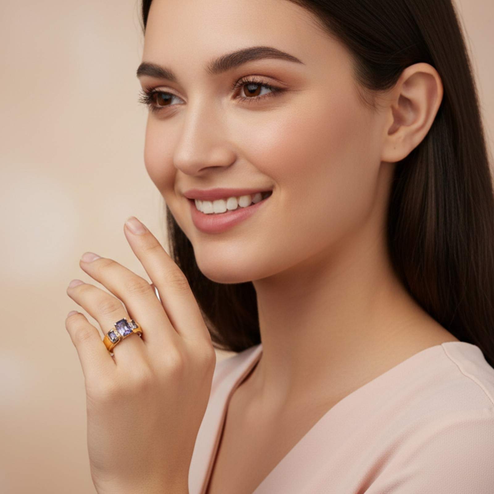 Silver Tanzanite Three-Stone Statement Ring