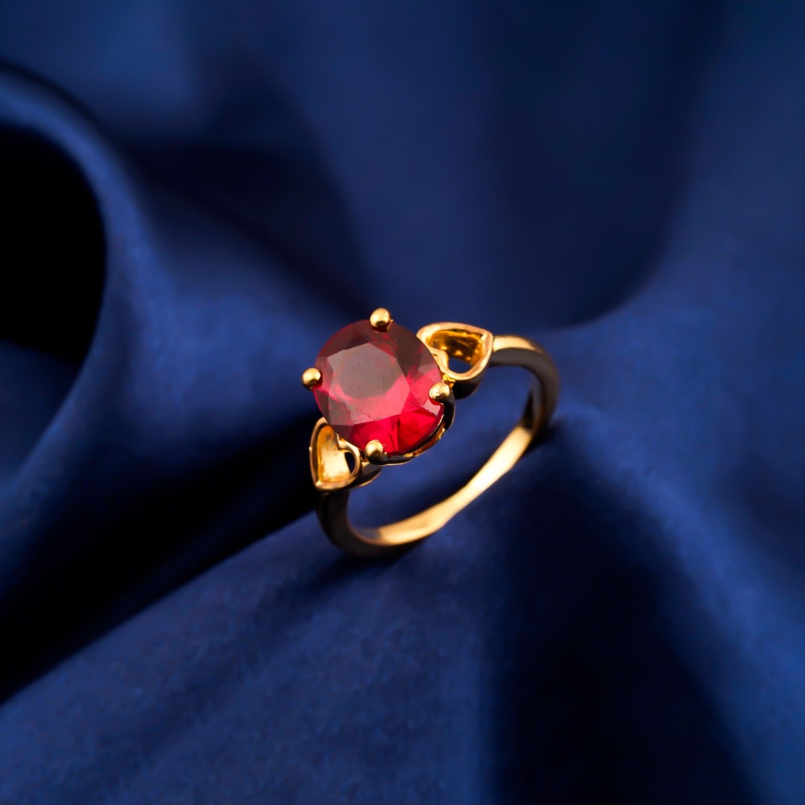 Silver Red Ruby Solitaire Ring