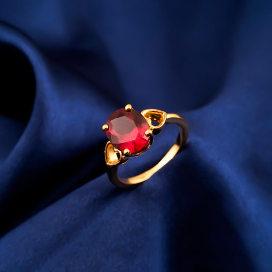 Silver Red Ruby Solitaire Ring