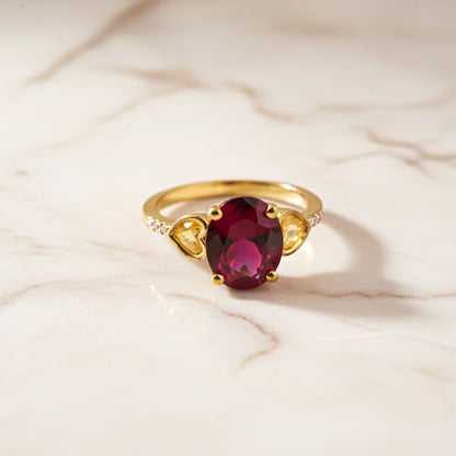 Silver Red Ruby Solitaire Ring