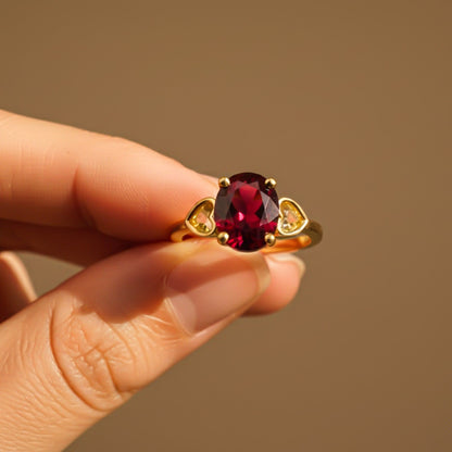 Silver Red Ruby Solitaire Ring